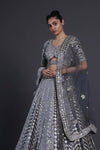 Light Slate Grey Embroidered Lehenga Set