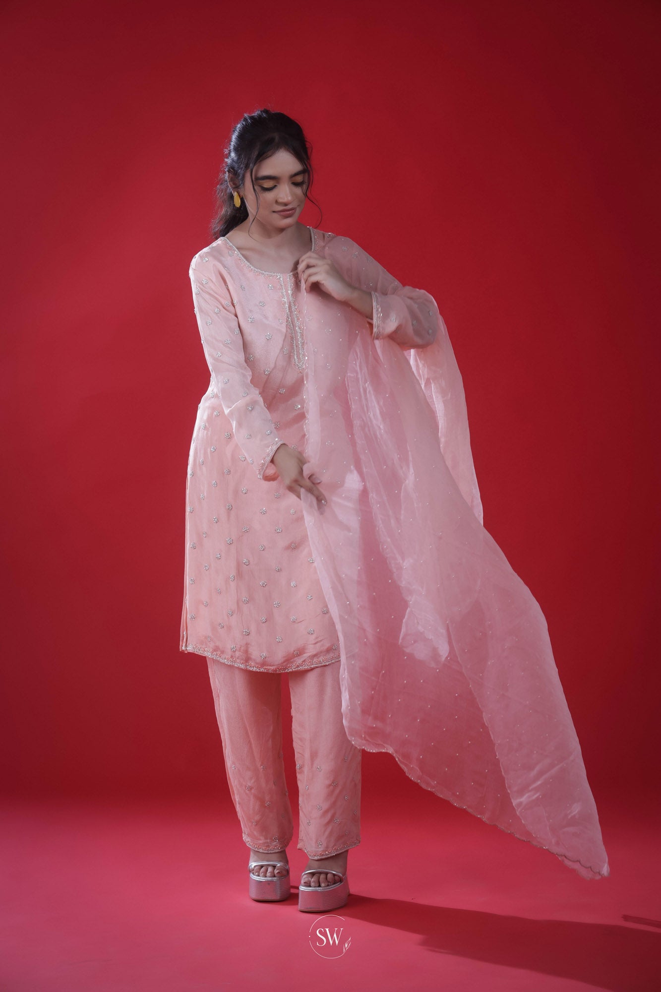 Baby Pink Handcrafted Suit Set