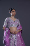 Orchid Purple Embroidered Bridal Lehenga Set