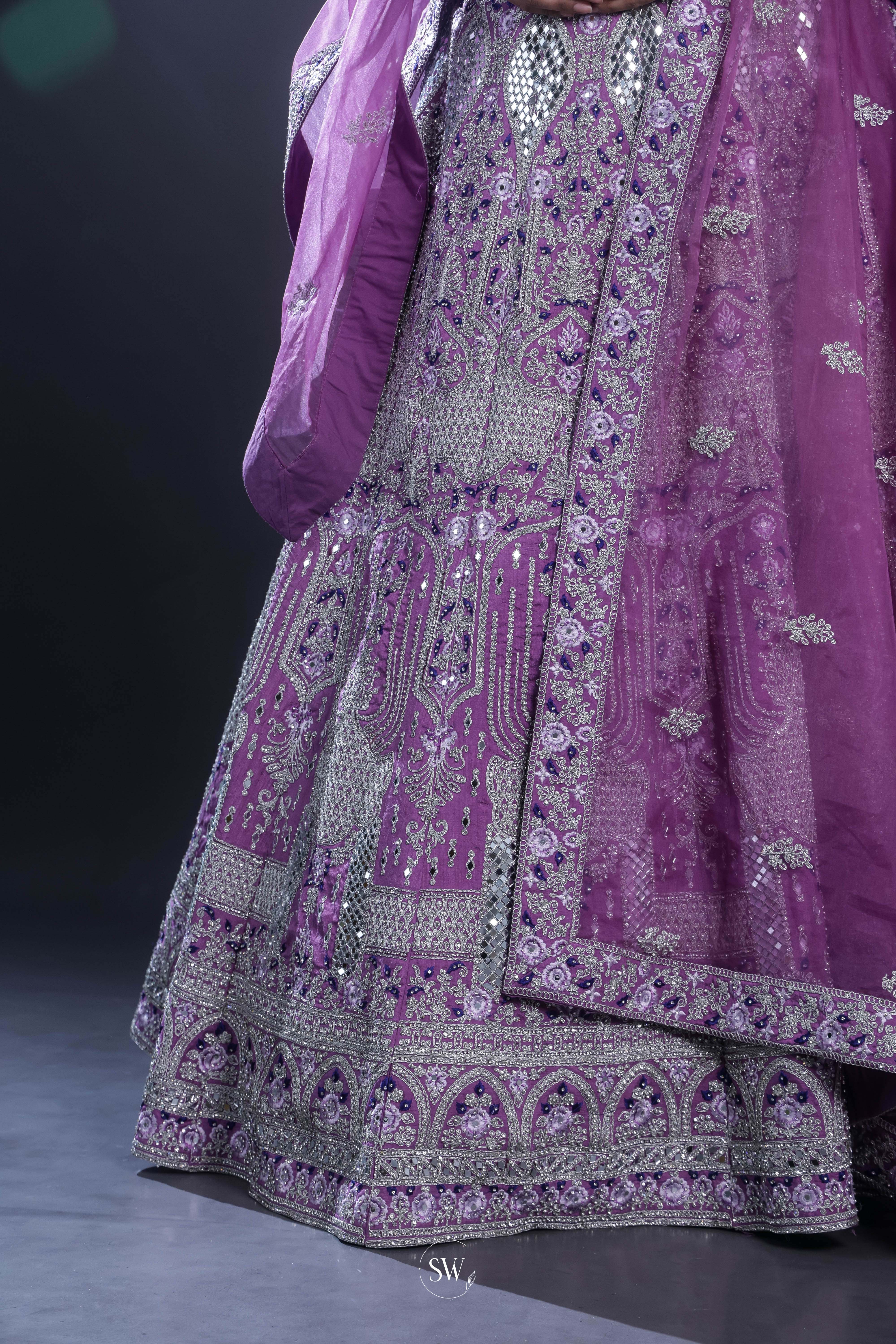 Orchid Purple Embroidered Bridal Lehenga Set