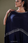 Deep Blue Georgette Indo Western Dress