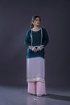 Teal Blue-Pink Handcrafted Kurta Set