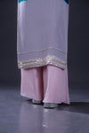 Teal Blue-Pink Handcrafted Kurta Set
