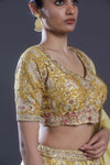 Flax Yellow Embroidered Lehenga Set