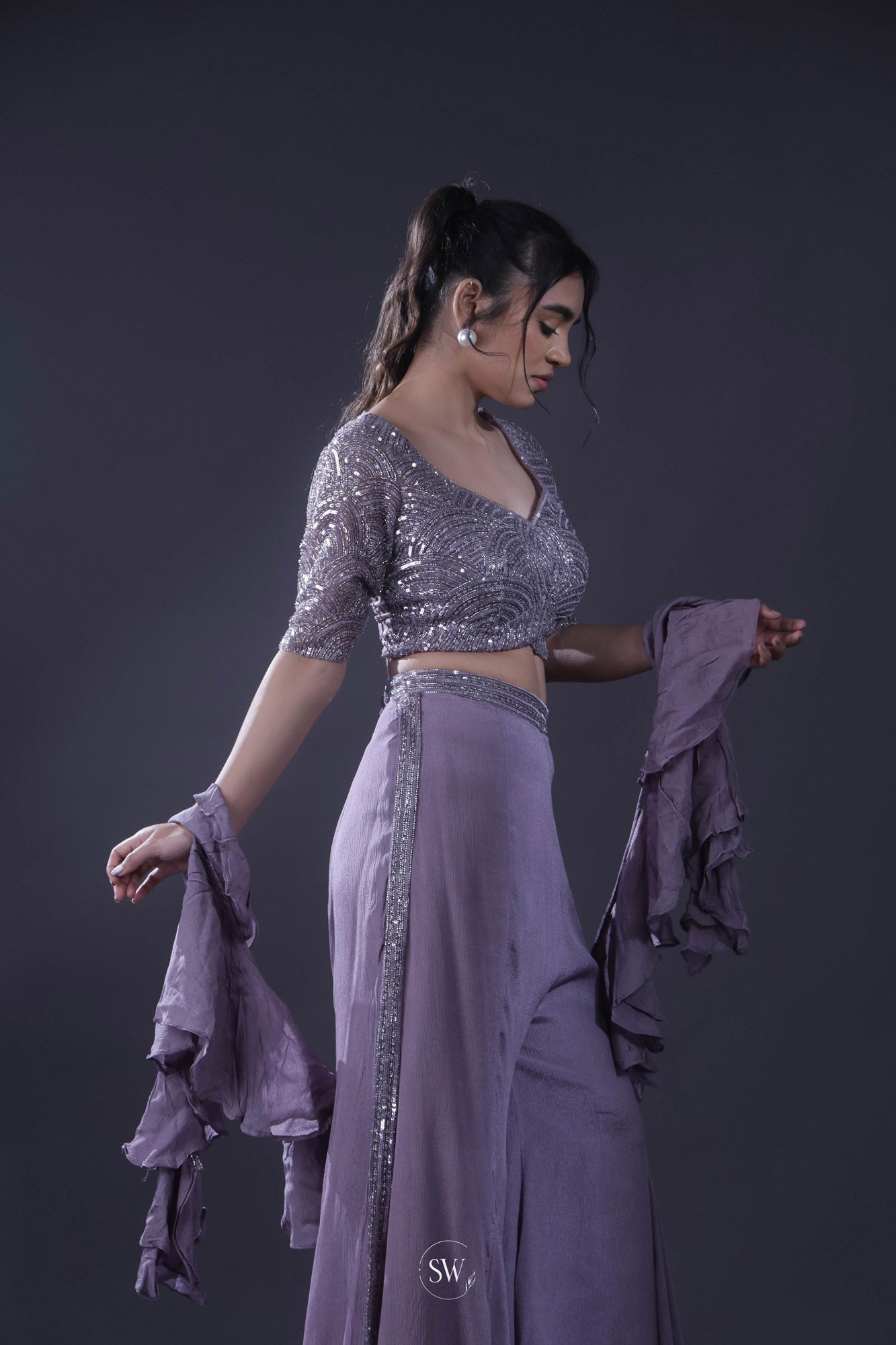 Pastel Purple Indo Western Set