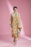 Cream White Printed Straight Suit Set With Abstract Patterns