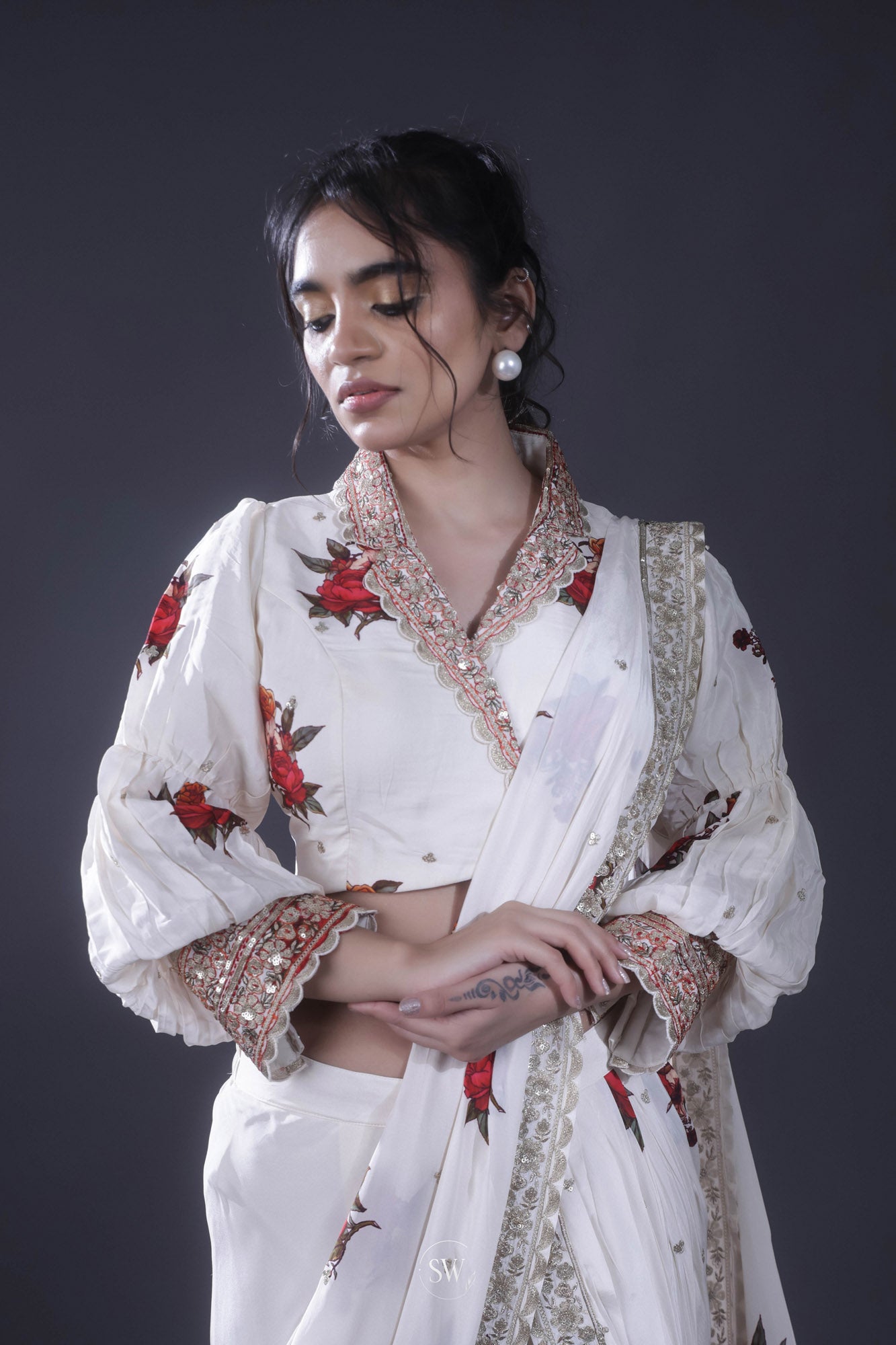 Vista White Indo Western Set