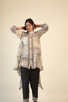 Cream-Black Printed Indo Western Dress With Geometrical Design