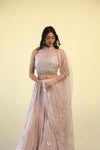 Oyster Pink Lehenga Set With Hand Embroidery
