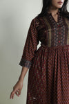 Deep Coffe Brown Everyday Kurti With Printed Floral Design