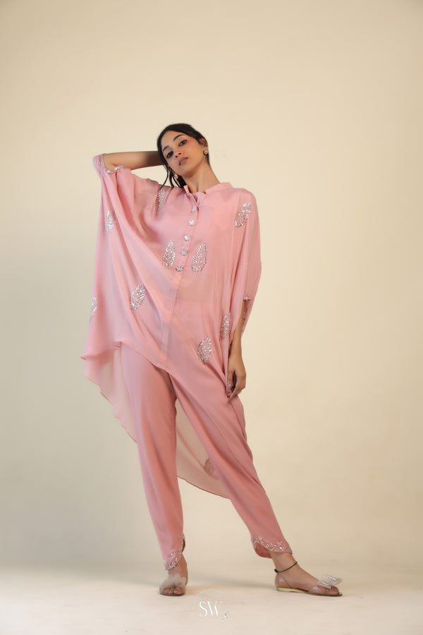 Baby Pink Indo Western Dress With Hand Embroidery