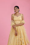Yellow Georgette Lehenga Set With Embroidery