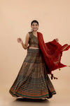Forest Green Chanderi Lehenga With Sequin Embroidery