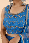 Azure Blue Georgette Lehenga With Embroidery