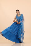 Azure Blue Georgette Lehenga With Embroidery