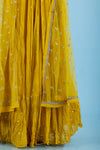 Mango Yellow Georgette Dress With Mirror Embroidery
