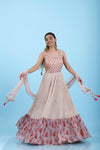 Pastel Pale Pink Embroidery Georgette Dress