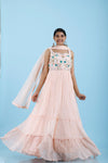 Pastel Baby Pink Floral Embroidered Georgette Gown