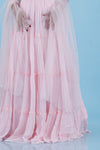 Pastel Pink Floral Embroidered Georgette Gown With Floral Printed Motifs
