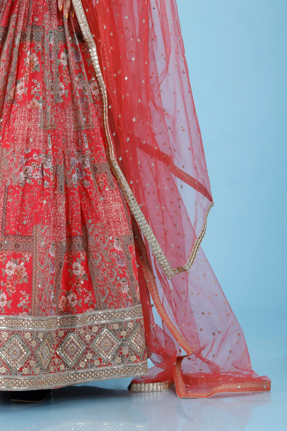 Imperial Red Printed Georgette Gown