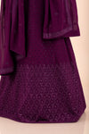 Tyrian Purple Embroidery Georgette Gown