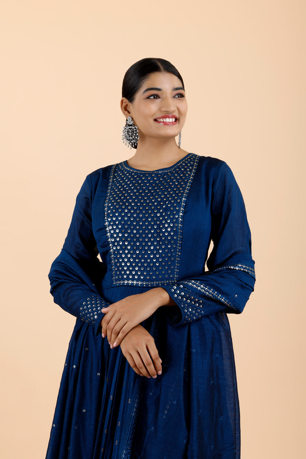 Blue Embroidery Georgette Gown