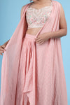 Baby Pink Floral Embroidery Georgette Dress