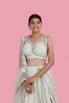 White Georgette Lehenga Set With Embroidery