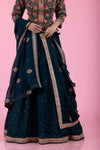 Dark Prussian Blue Georgette Lehenga With Floral Embroidery