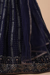 Navy Blue Georgette Lehenga With Sequin Embroidery