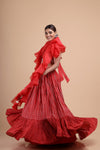 Stunning Red Embroidery Bandhani Silk Lehenga