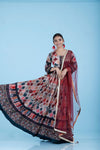 Multicolor Silk Long Gown With Mirror Embroidery