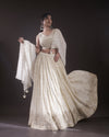 Winter White Lehenga Set With Hand Embroidery