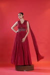 Maroon Red Embroidered Gown