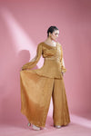 Golden Beige Sharara Set With Hand Embroidery