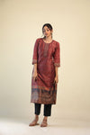 Auburn Red Printed Kurta With Geometrical Design