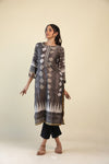 Stone Grey Casual Kurti With Geometrical Design