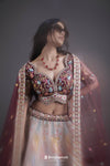 Pastel Maroon Bridal Lehenga Set With Hand Embroidery