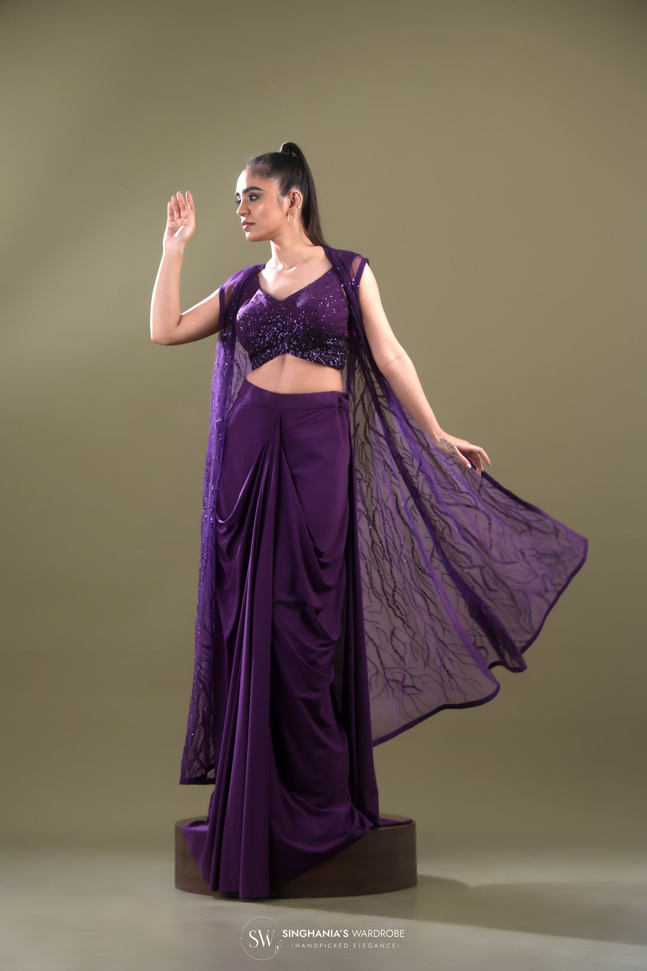 Imperial Purple Indo Western Dress