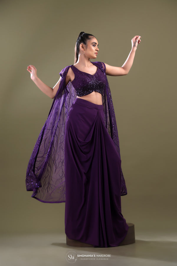 Imperial Purple Indo Western Dress