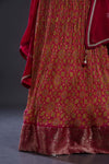 Red Printed Lehenga Set With Embroidery