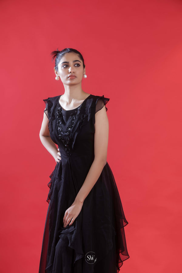 Deep Black Indo-Western Dress Set