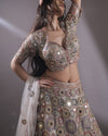 Pale Purple Bridal Lehenga Set With Floral Embroidery