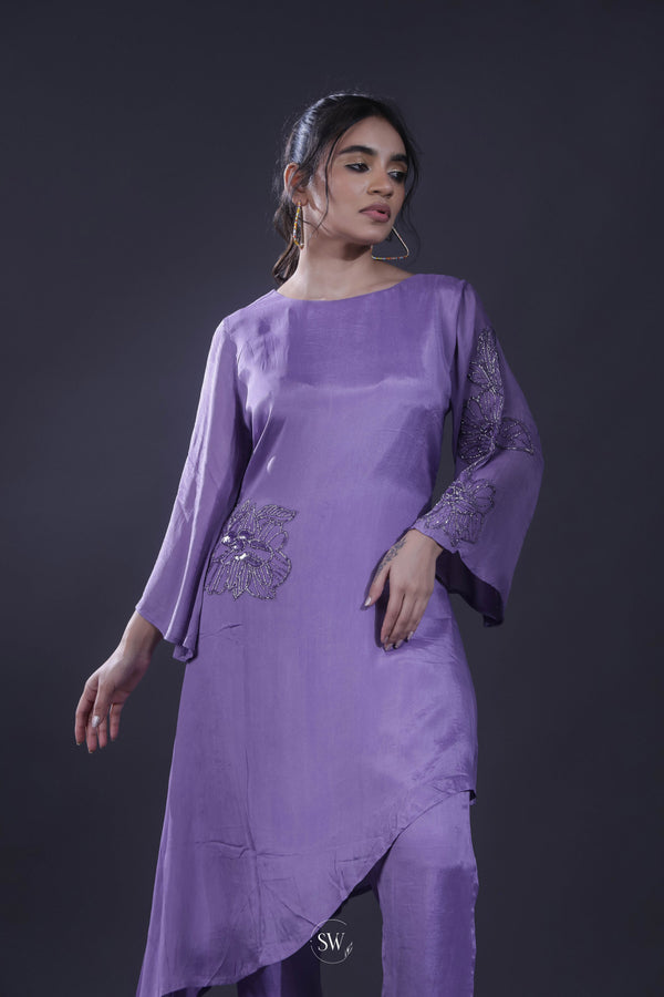 Amethyst Purple Embroidered Indo Western Set