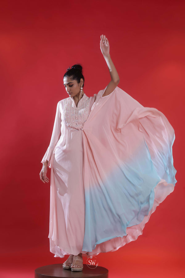 Baby Pink Indo-Western Dress Set | Singhania's Wardrobe