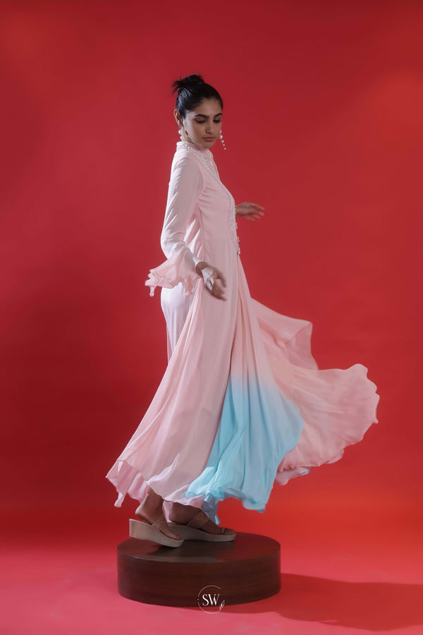 Lemonade Pink Indo-Western Dress Set