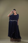 Deep Blue Georgette Indo Western Dress