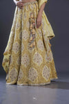 Flax Yellow Embroidered Lehenga Set